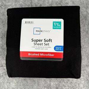 Mainstays Super Soft Brushed Microfiber Sheet Set Black Size Twin Twin XL 105